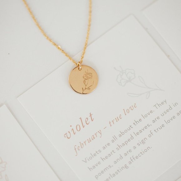 February Violet Birth Flower Bohemian Necklace - Picture 4 of 10